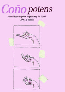 Ilustraciones estilo comic, tres viñetas que incluyen una mano cada una, en posturas para la estimulación de la próstata.